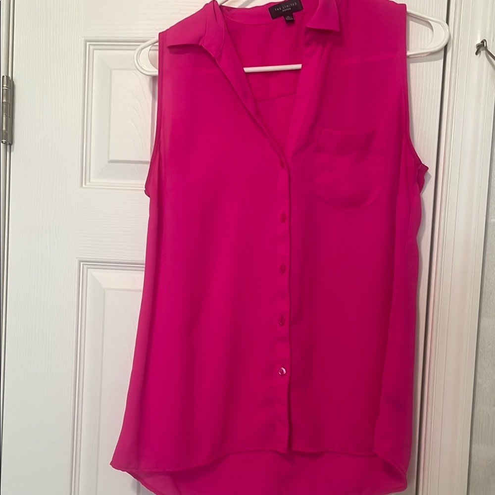 The Limited Pink Sleeveless Blouse with Notched Collar